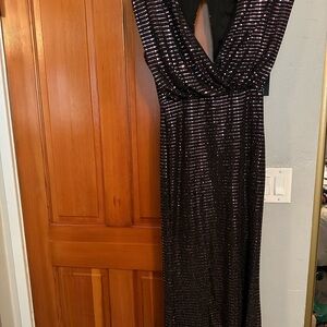 Elegant Black and Pink Sequin Gown